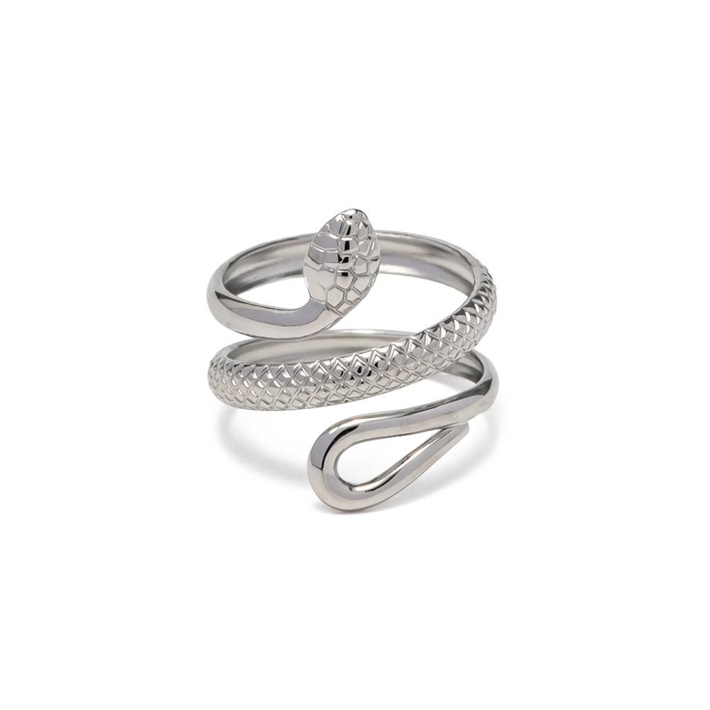 Yori Waterproof Stainless Steel Charm Snake Ring Statement Texture Adjustable Golden Personality Jewelry Accessories