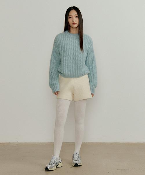 Lingseoul Kid Mohair Half Neck Knit-Sky Blue