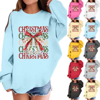 Moletom Infantil Casual da Moda de Manga Comprida Solto com Estampa de Natal