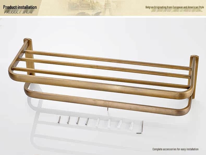 Antique European-Style Rose Gold Towel Rack for Bathroom Storage