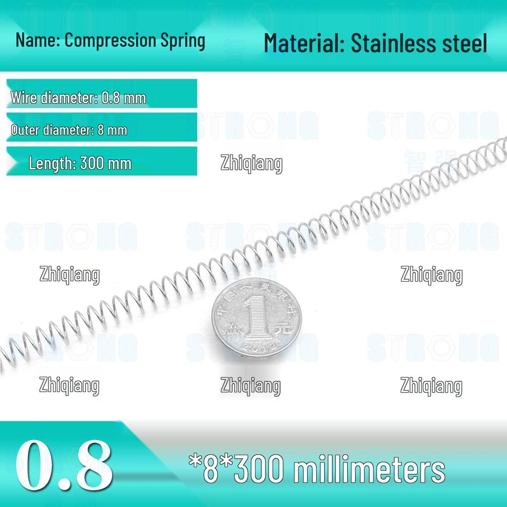 304 Stainless Steel Compression Spring – 300mm Long, High Elasticity, Shock Absorption, Customizable