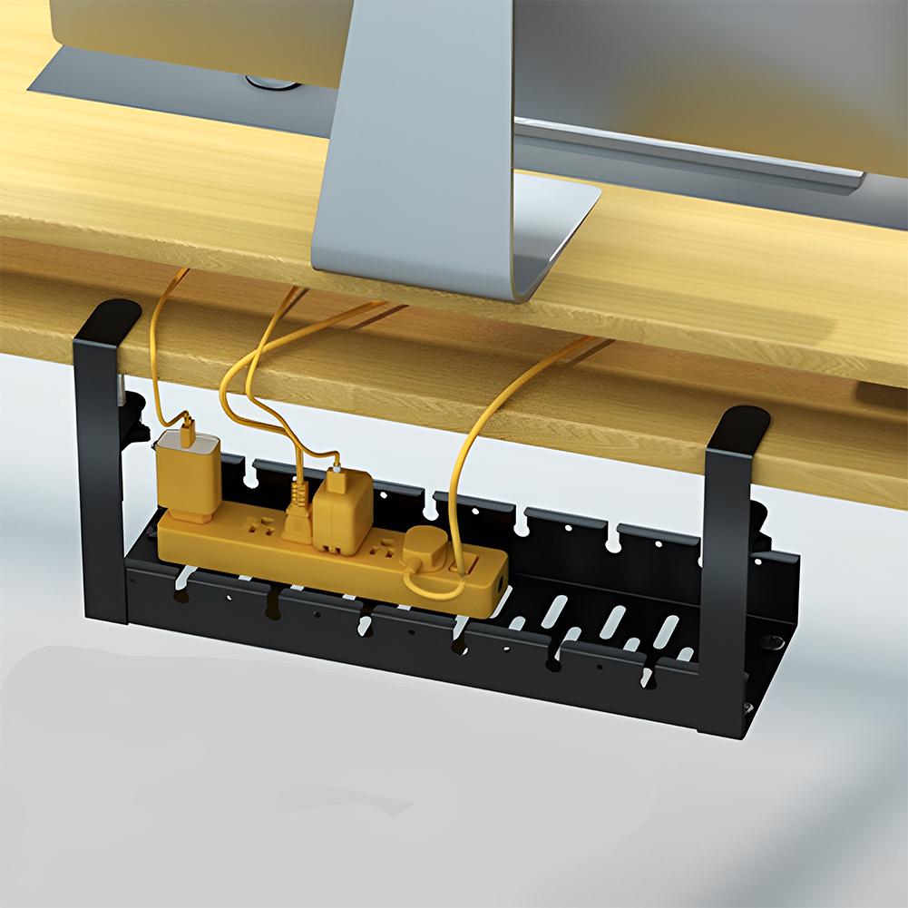 Under Desk Cable Management Cable Tray Telescopic Under Table Storage Rack Metal Cable Tray Basket Heavy Duty for Cords