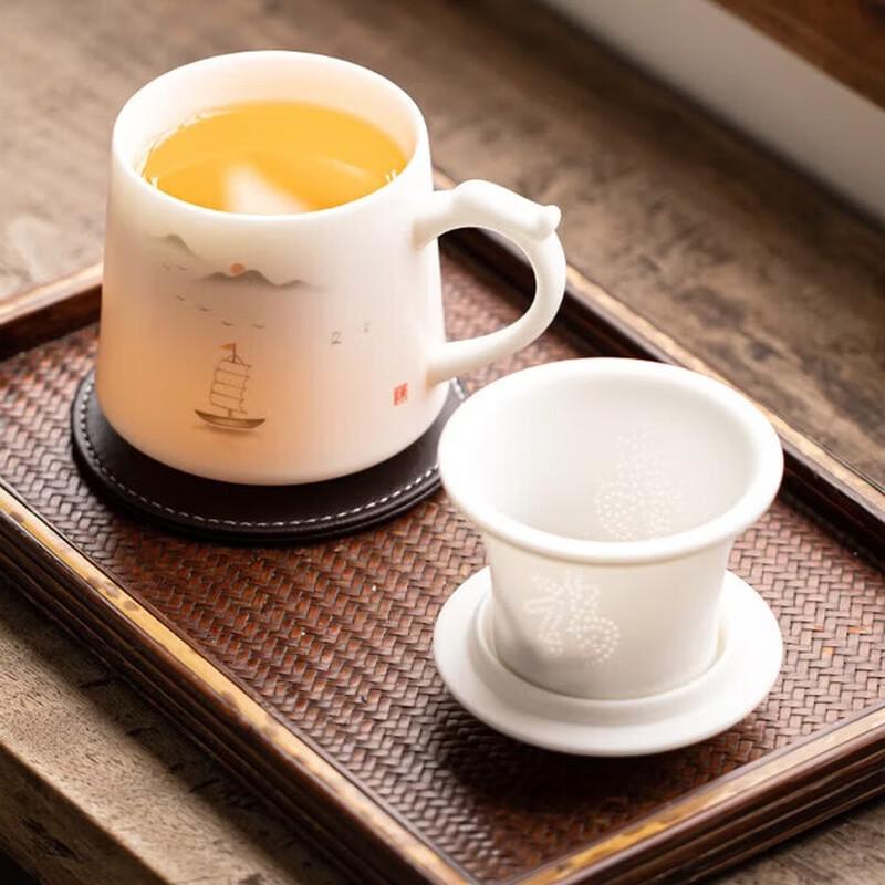 Nanshan Gentleman Hand-Painted Ceramic Filter Tea Cup