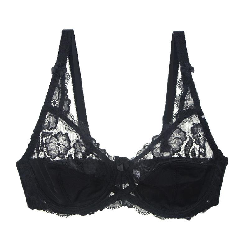 Women's Hot Sale Fashion Lace Hollow Large Size Bra Sexy Underwear CDE Cup Anti-Sagging Bra