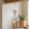Zinc Zinc Alloy Hummingbird Metal Wind Chime Retro Crystal Hanging Wind Bell Porch Patio Decor