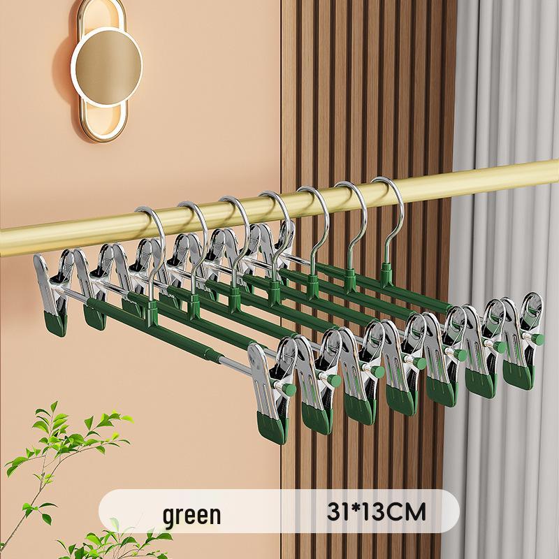 Stainless Steel Non-Slip Clip Hanger for Pants and Skirts - Traceless Plastic Dipped Storage Solution