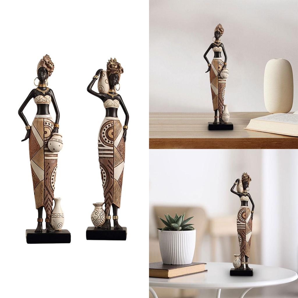 African Women Statue Shelf Living Room Housewarming African Art Sculpture