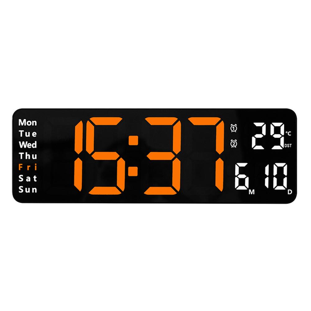 13 Inch Led Digital Alarm Clock Time Date Temperature Week Display Wall Mounted Electronic Wall Clock