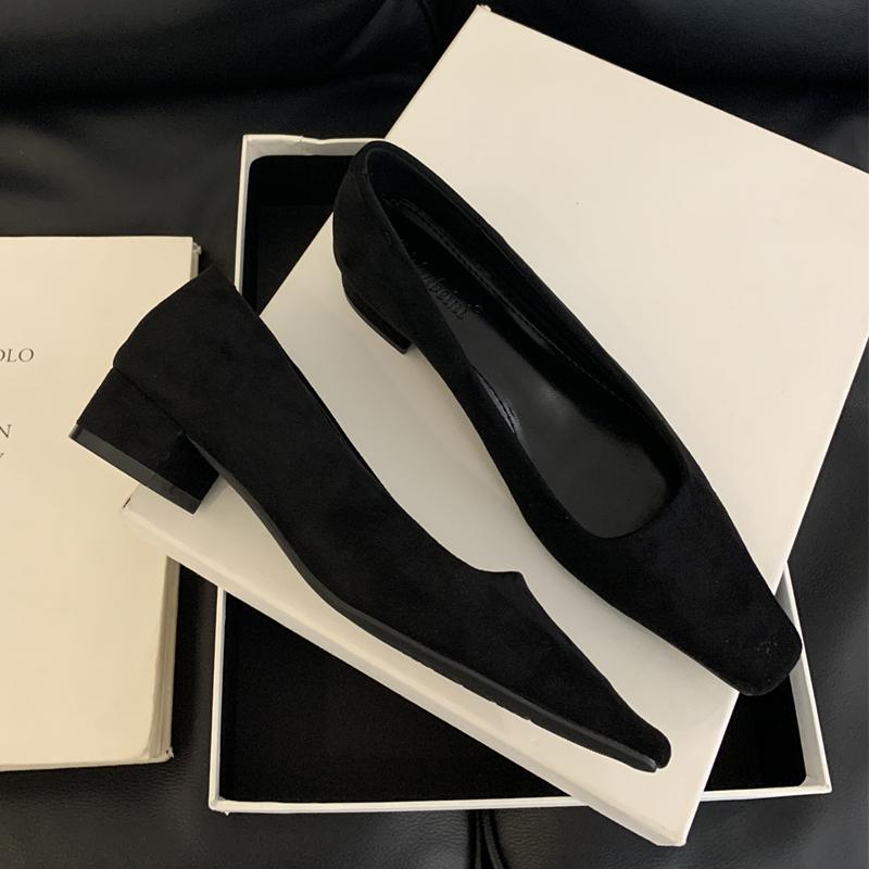 

Fashion SUOJIALUN 2025 Spring New Brand Shallow Slip On Women Boat Shoes Square Low Heel Single Shoes Elegant Outdoor Dress Pumps Shoes 35 чёрный