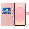 Phone Case - BOOLING - for Samsung Galaxy S25 FE - Shockproof Pink Synthetic Leather - 2 Tempered Glass