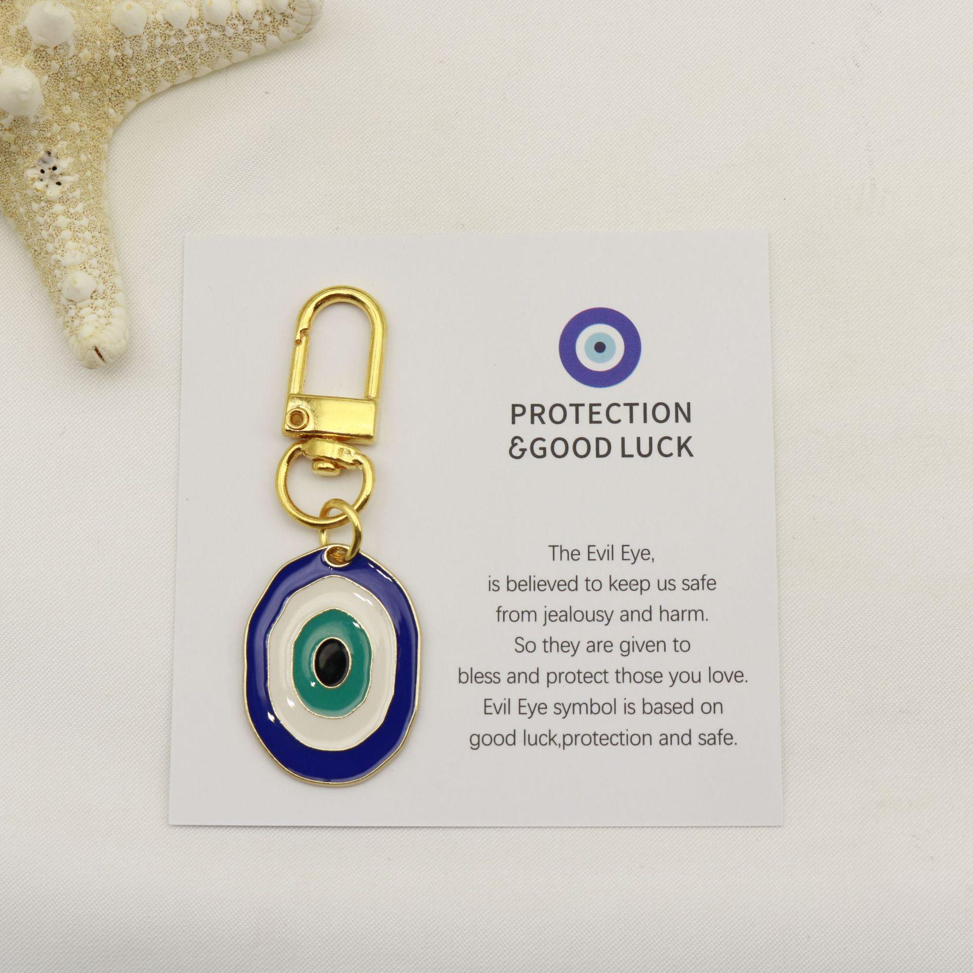 Blue Evil Eye Keychain Pendant with Good Luck Card