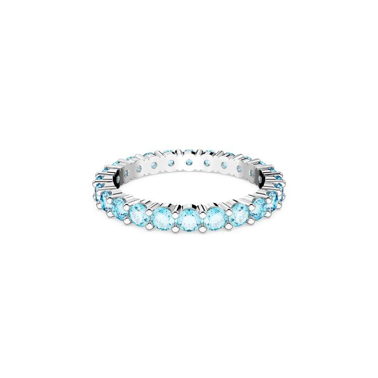 Swarovski Matrix Fashion Round Cut Rhodium Plated Ring Women ring Blue 5658671 50