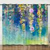 Curtains Fresh And Simple Hand-Painted Flowers Digital Printing Blackout Curtain Punching