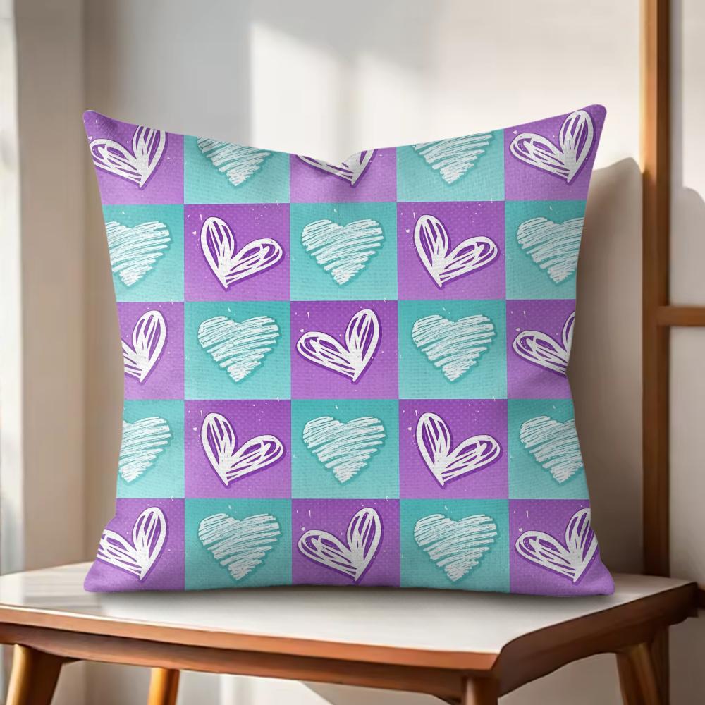 Gift for Lover Cushion Cover Natural Linen Organic Fabric DoubleSided Printing Couch Pillow Covers Home Decor