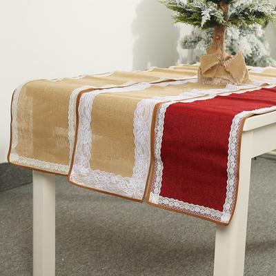 Noel Masa Örtüsü Moda Koşucular Kırmızı Desen Keten Nakış Masa Bayrağı Noel Baba Püskülü Ev