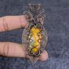 Natural Bumble Bee Jasper Gemstone Copper Wire Wrap Jewelry Pendant 3.35" q8Z23