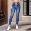 Jeans Elastic Waist Drawstring Stretch Jeans Woman
