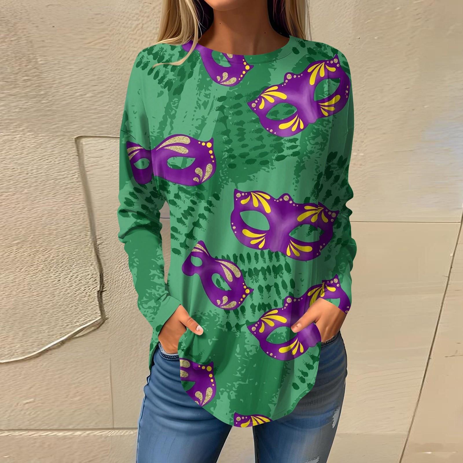 

Футболки для женщин, осенние повседневные рубашки с длинными рукавами, толстовка, топ, пуловер XL зелёный