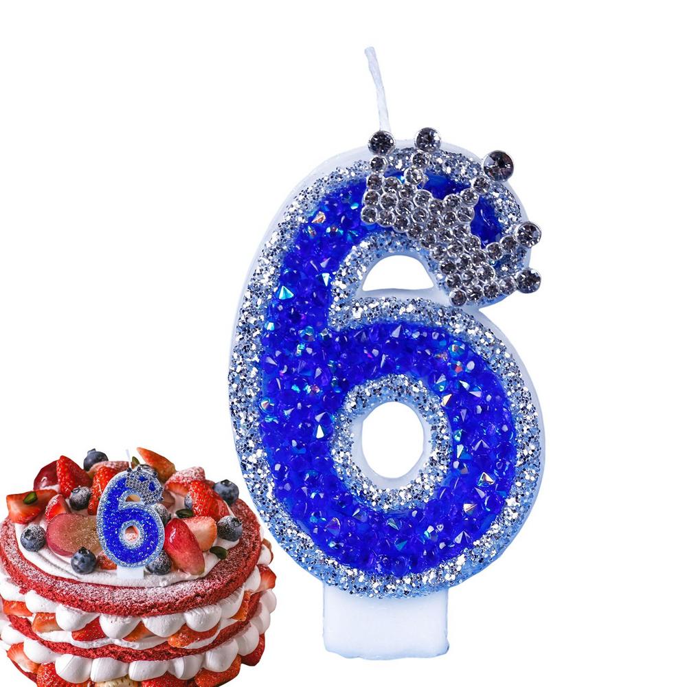 Blue Birthday Candles Glitter Blue Candles For Cake 3D Shape Cake Topper Decoration For Weddings Reunions Theme Parties