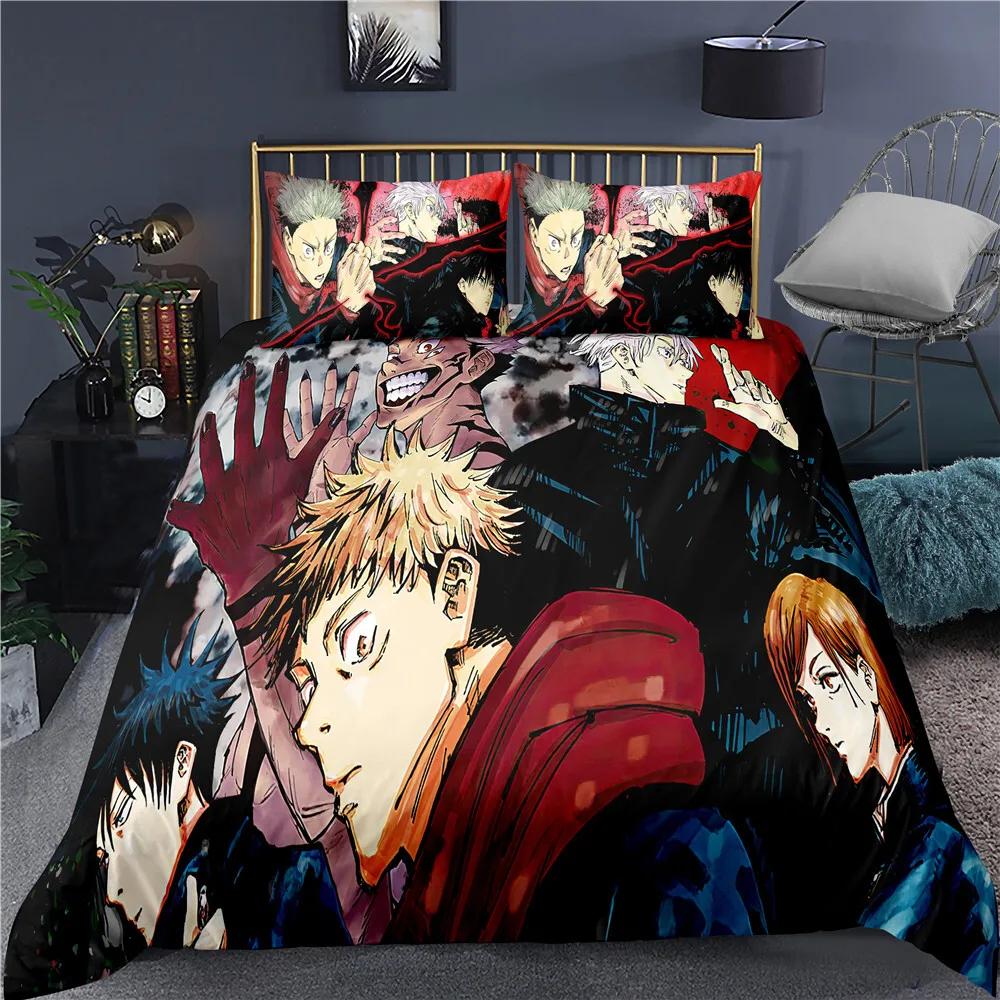 2/3 Pieces Jujutsu Kaisen Bedding Set Japan Anime Duvet Cover Home Custom Luxury Bed Quilt Cover Single Queen Bed Cover Set