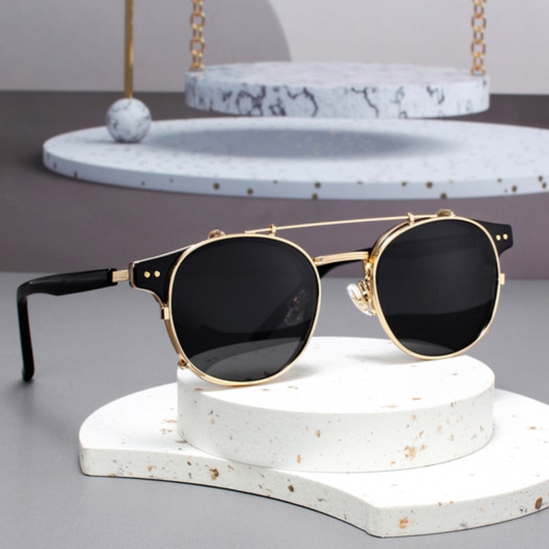 

LOOKING4U NeoRetro 9094 Clip-On Sunglasses Gold GOLD