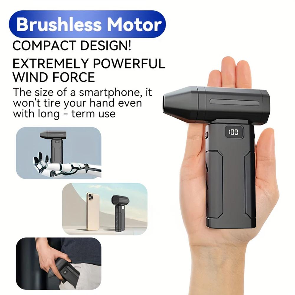 Leistungsstarker Luftgebläse-Fächer 80000 U/min mit Digitalanzeige, Tragbares Handheld-Turbogebläse, 52 m/s Wind, Bürstenloser Jet-Gebläse-Pistolenwerkzeuge zur Autoreinigung