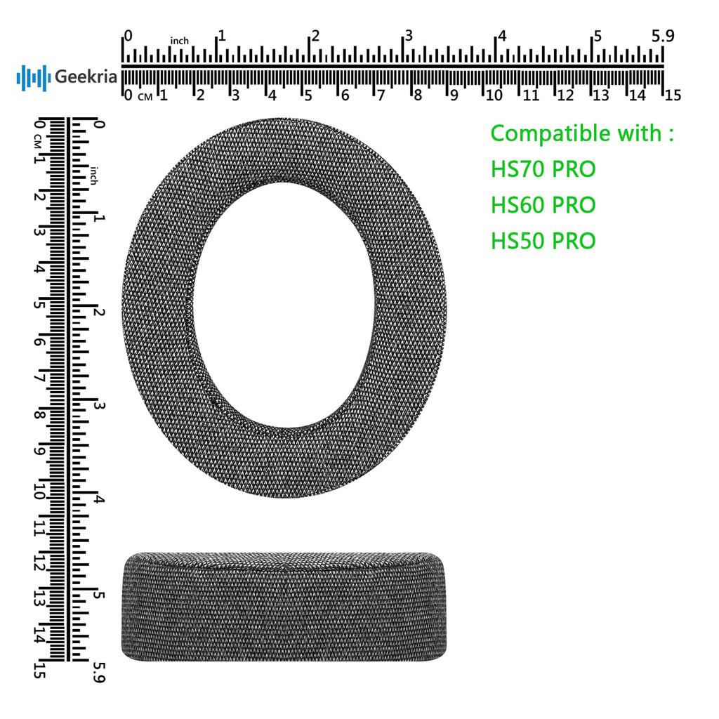 Geekria Comfort Earpads Compatible with Corsair HS70 HS60 and HS50 PRO Headphones PRO, PRO, (Linen/Black)