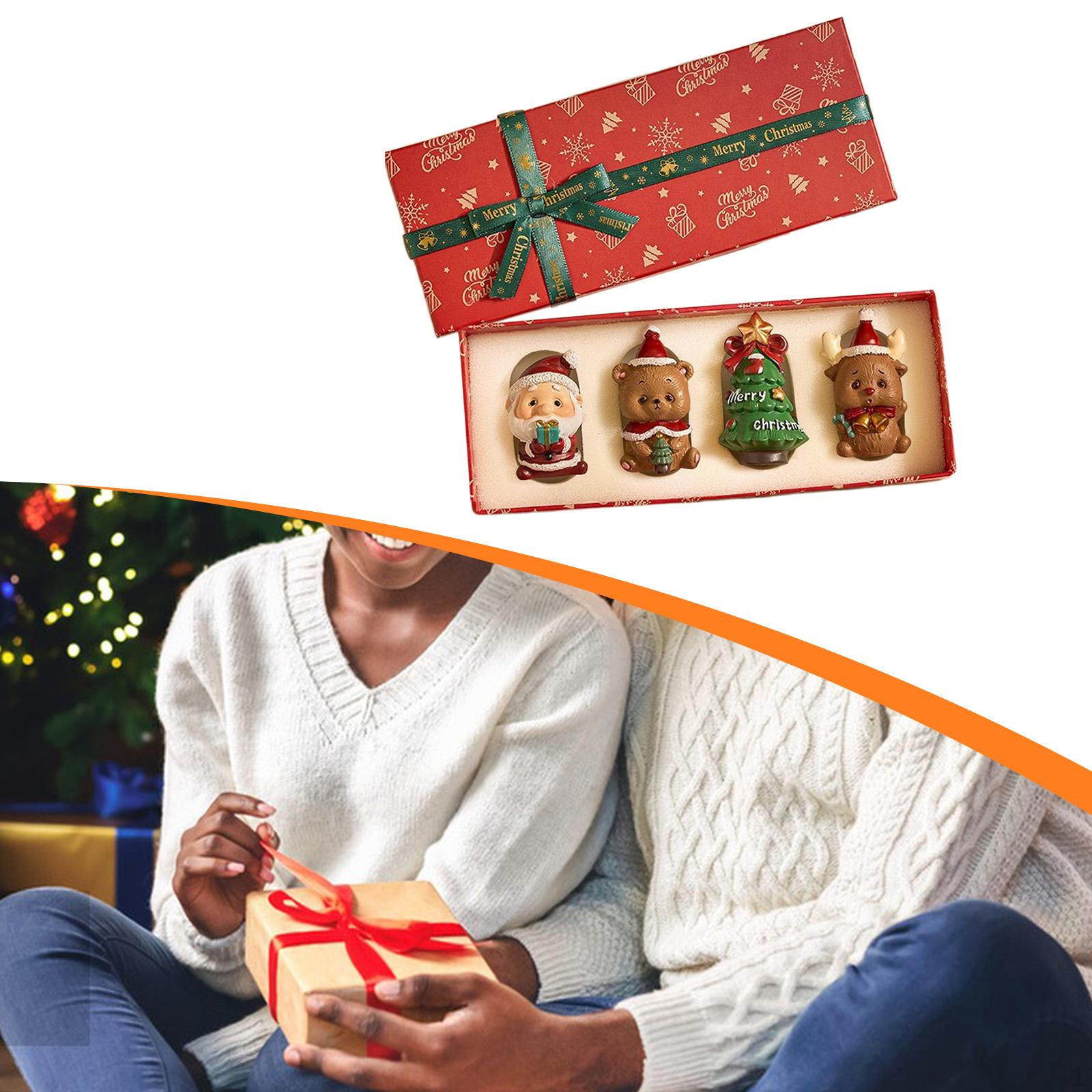 

4 Pieces Christmas Mini Figurines Creative for Cabinet Fireplace Living Room Style D