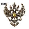 Electroplated Brooch Eagle Metal Pin, Double-Headed Design Lapel Lightweight Pin Anti-Oxidation Strong Buckle Badge for Coats Shirts Bags Accessories