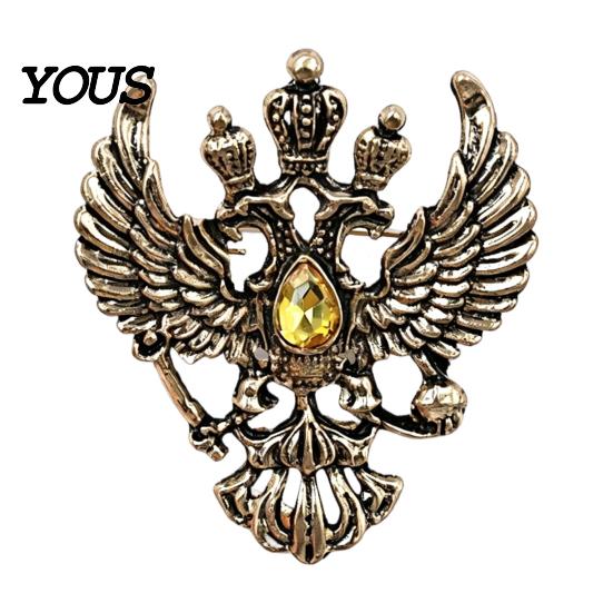 Electroplated Brooch Eagle Metal Pin, Double-Headed Design Lapel Lightweight Pin Anti-Oxidation Strong Buckle Badge for Coats Shirts Bags Accessories