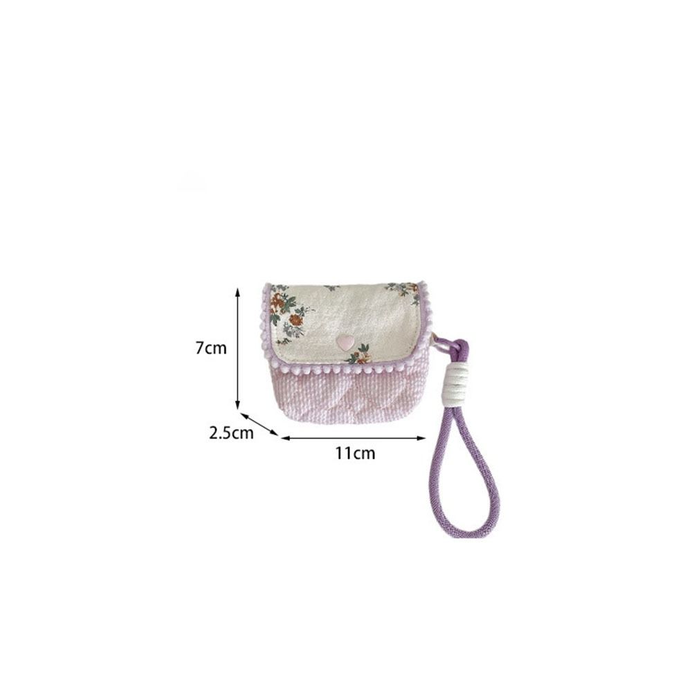 New Cartoon Floral Coin Purse Portable Multifunctional Key Coin Purse Card Bags Cosmetic Lipstick Earphone