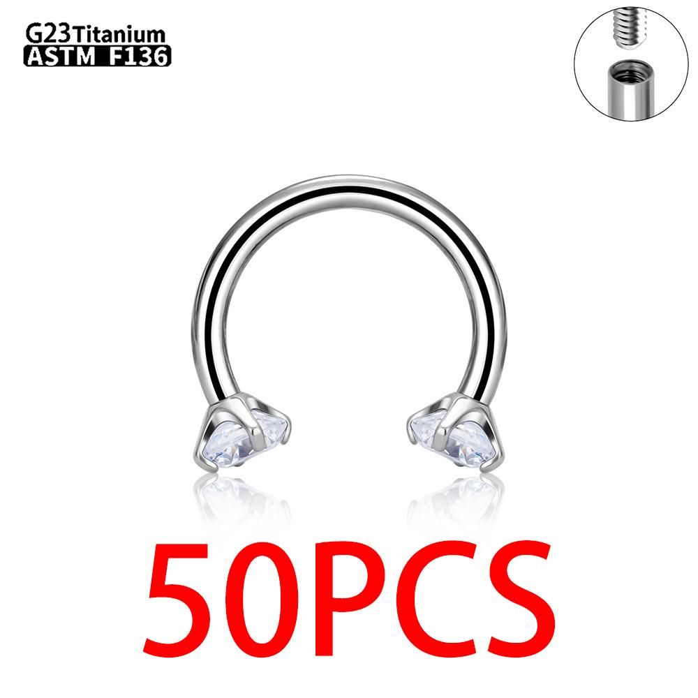 1/5/50Pcs G23 Titanium ASTM-F136 Piercings Nose Ring Internal Thread C Rod Zircon Body Jewelry For Women