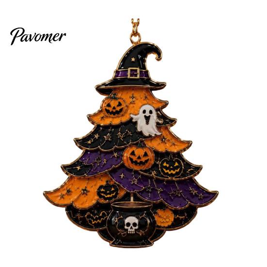 Orange Purple Festive Accents Halloween Tree Acrylic Hanging Ornament, Pumpkin Ghost Skull Seasonal Lightweight Haunted House Props Decor, Spooky