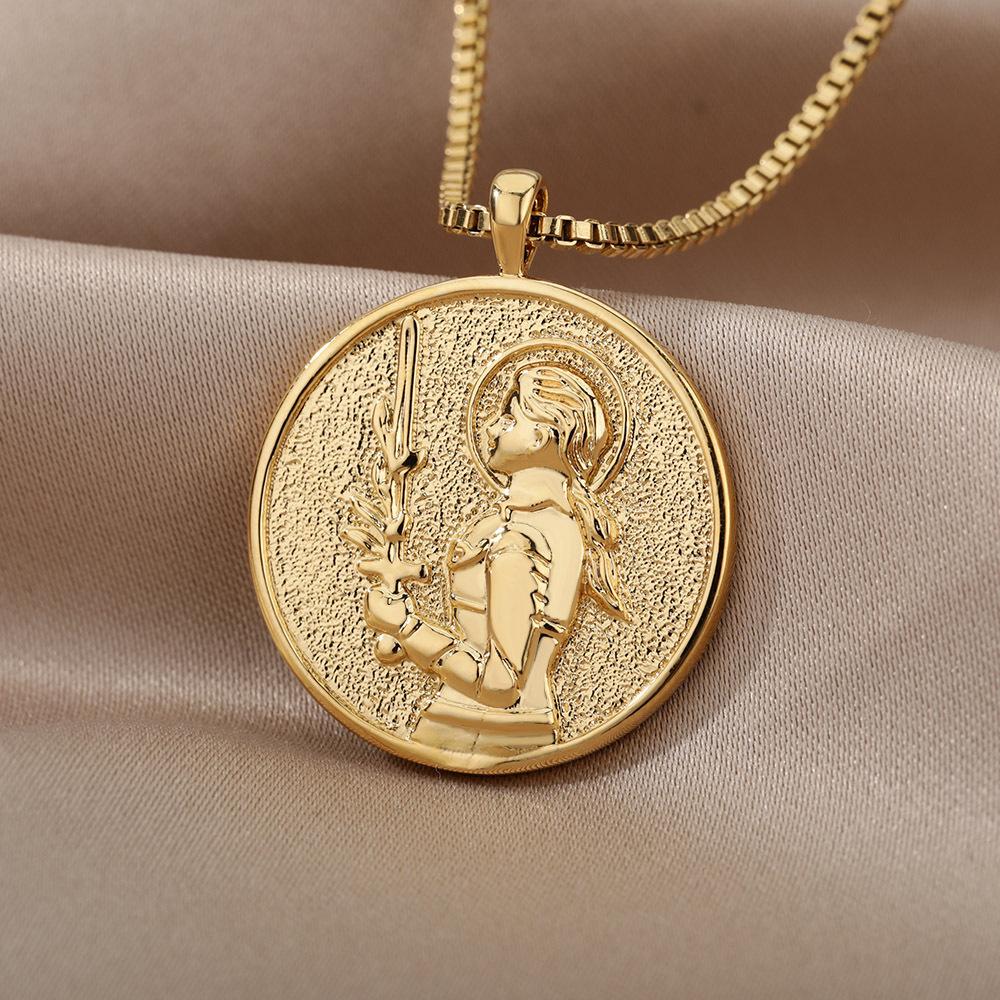 Queen Elizabeth Gold Coin Necklace, Titanium Plated 18K Gold, Ins Women's Collarbone Chain, Creative Gold Coin Accessories