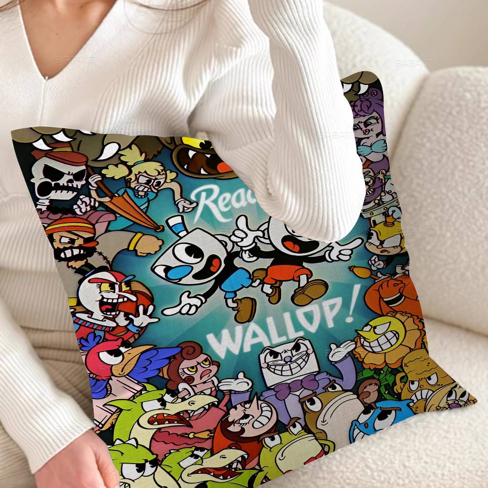 Cartoon Game C-Cuphead Cushion Cover Inches Farmhouse Decor Home Throw Pillow Covers For Couch Decorations