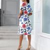 Beach Dresses For Women Spring Summer Elegant Wrap V Neck Floral Boho Dress Flowy Ruched Hawaiian Maxi Dress