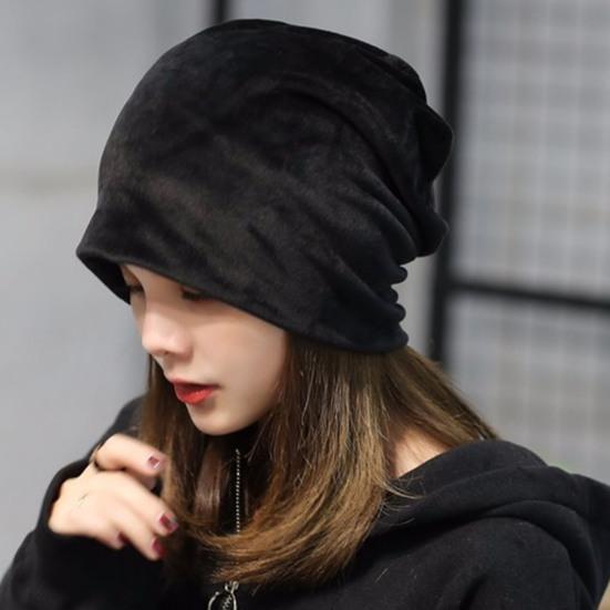 Women Beanie Hat Elastic Soft Solid Color Baggy Slouchy Keep Warm No Brim Plush Women Winter Beanie Fashion Accessories