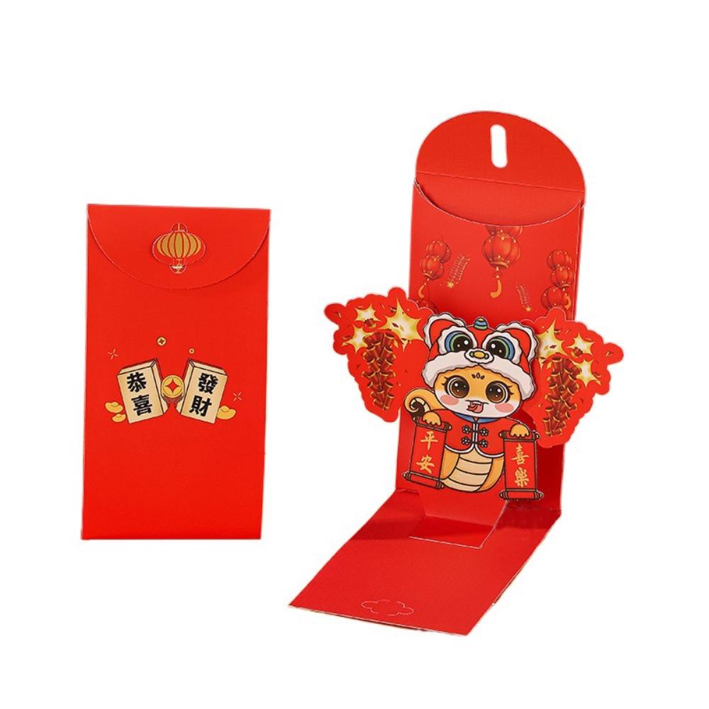 2Pcs Chinese 2025 New Year Red Envelope Blessing Lucky Red Pockets 3D New Year Red Packet Bless