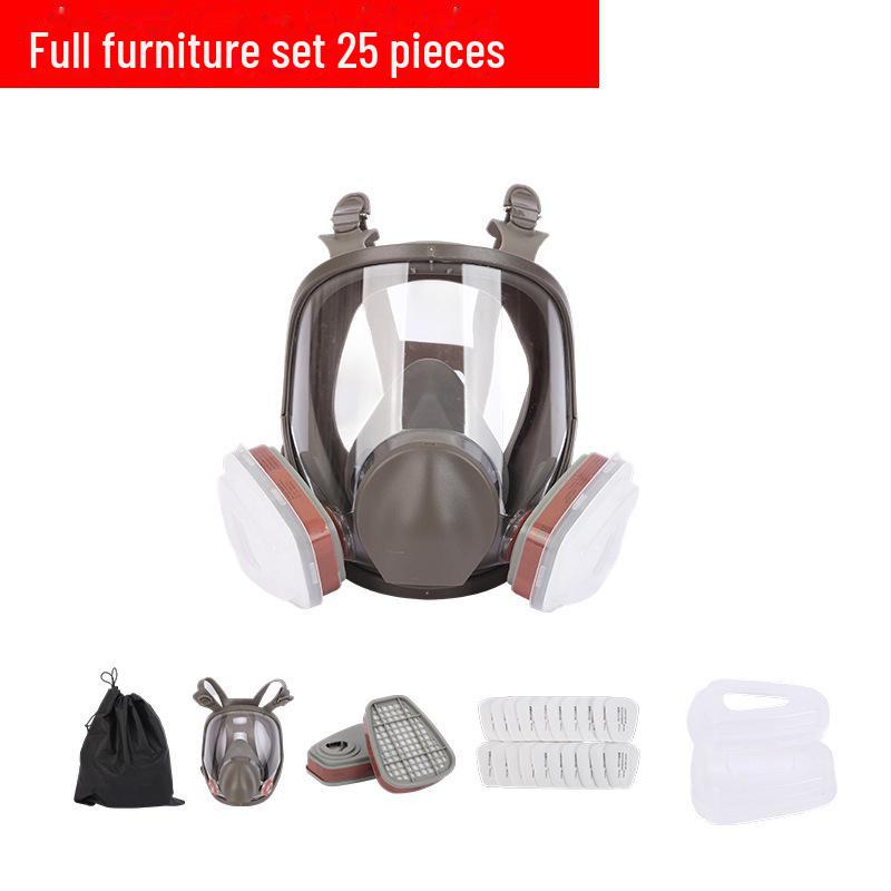 Full Face Silicone Gas Mask for Spray Painting, Chemical Pesticide Protection, Anti-Gas Filter, Wide View.