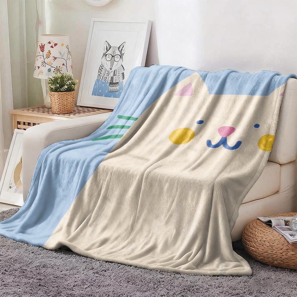 

Kawaii Cat Printed Flannel Blanket, Cute Cartoon Cat Design Fleece Throw, Soft Cozy Blanket for Couch Bed Gifts all season 30x40in