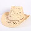 Popular European and American Classic Hollow Western Cowboy Hat Men's and Women's Fashion Vacation Breathable Sunshade Straw Hat