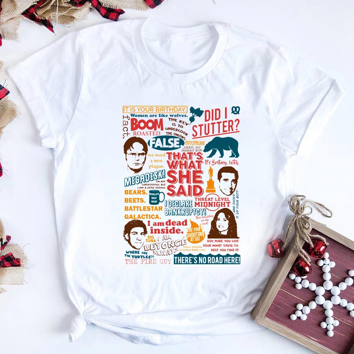 2025 Fashion The Office Quotes Tshirt Funny The Office Tv Show Inspired Shirt Dwight Schrute Michael Scott Shirts Dunder Tops S