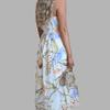 Springtime New Holiday Style Fashionable Printed Off-shoulder Sleeveless Waist-hugging Suspender Gown