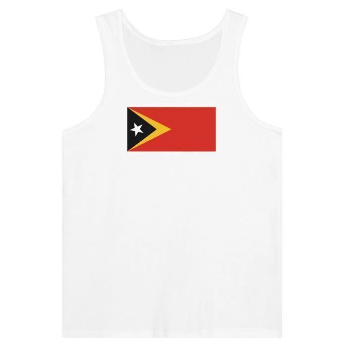 Débardeur - Drapeau du Timor oriental - Blanc - 100% coton - Coupe équilibrée - Mixte