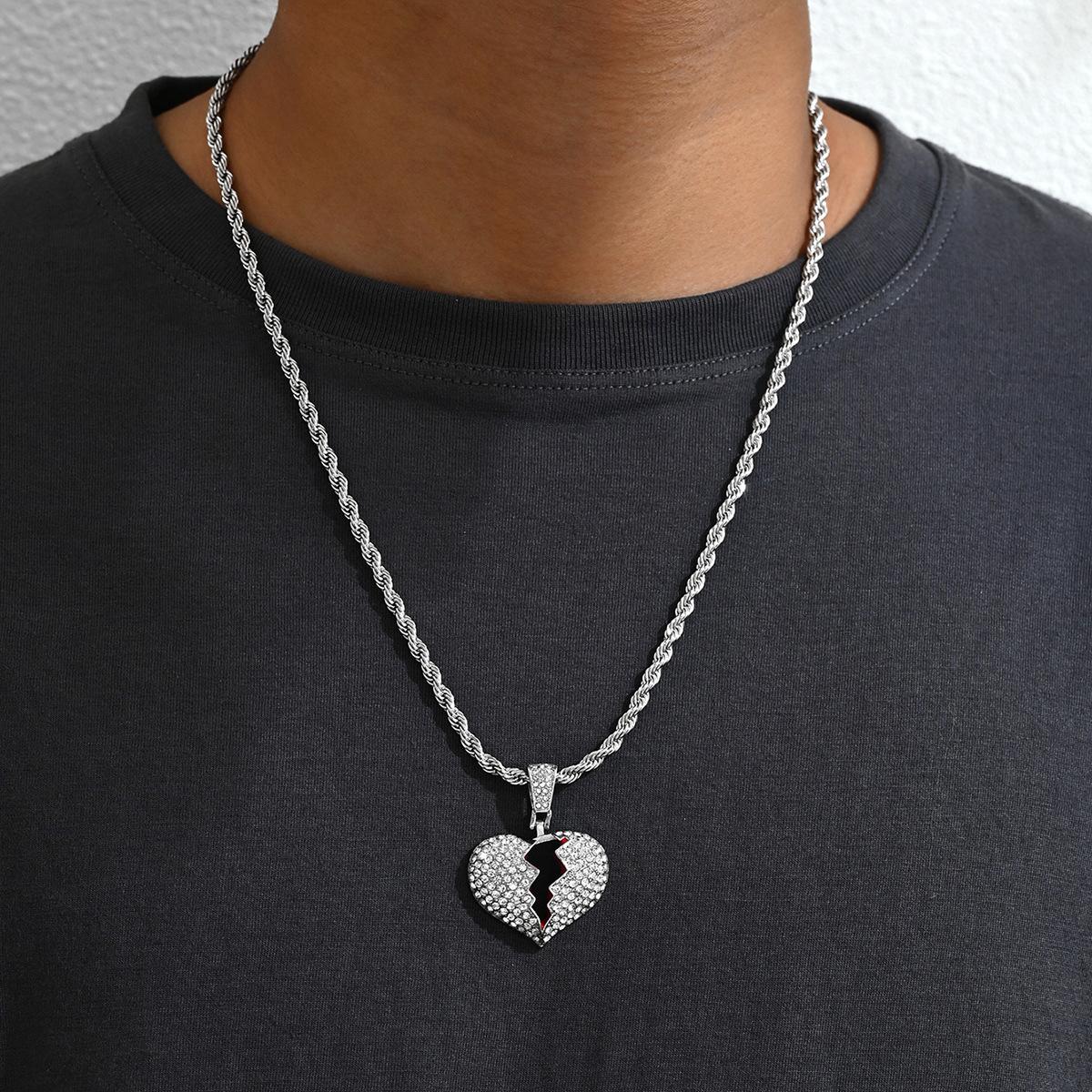 

Простая мода хип-хоп ожерелье мужская индивидуальность инкрустированная бриллиантами цепочка темперамент