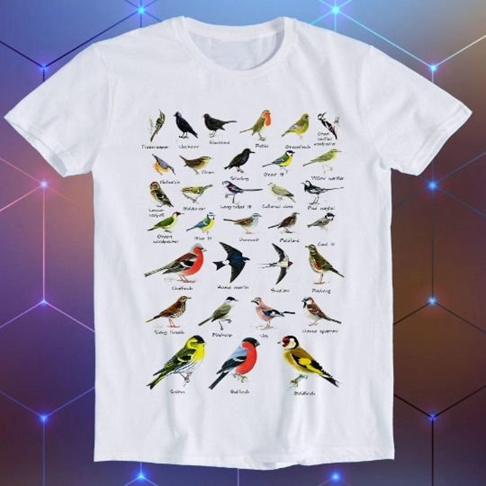 British Garden Birds Art Poster Funny Gift T-Shirt E347 L