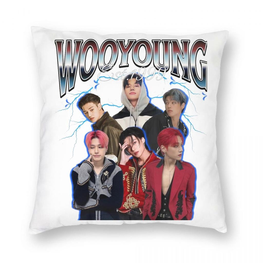Seonghwa 90s Ateez Kpop Band Pillowcase Printed Polyester Cushion Cover Decoration Pillow Case Cover Home Square 45*45cm