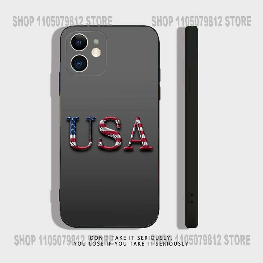 America USA Flag Cool Phone Case For iPhone 17 16,15,14,13,12,11,Pro,XS,Max,XR,Plus,Mini Soft Silicone Black Shockproof
