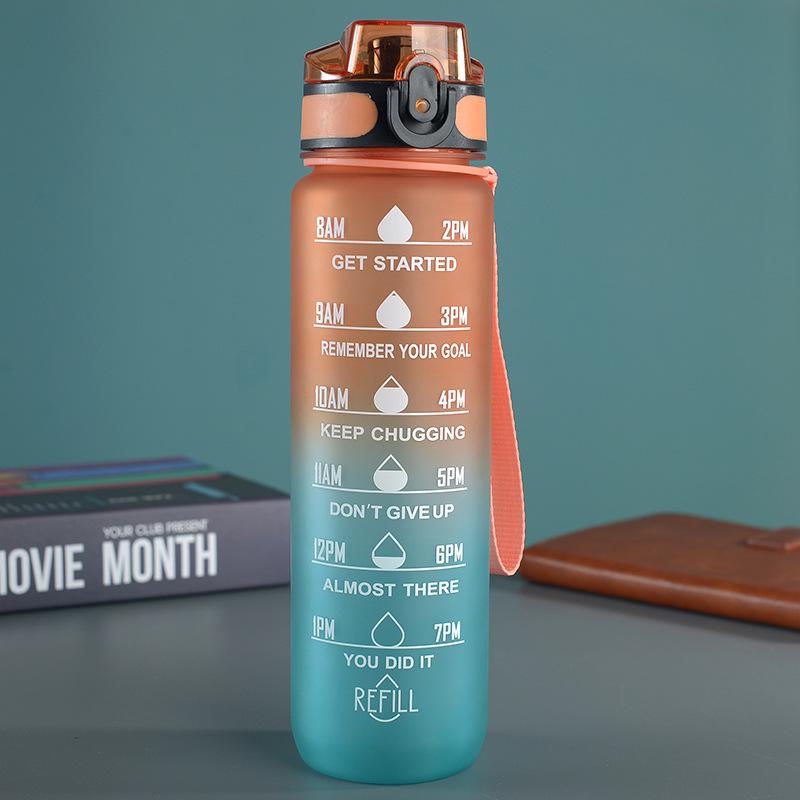 Gradient Color Ribbon Tea Infuser Space Cup with Pop-Up Lid - Large Capacity, Portable, Outdoor Fitness Sports Cup