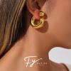 Gold Non-fading C-shaped Stainless Steel Stud Earrings with European & American Niche Design